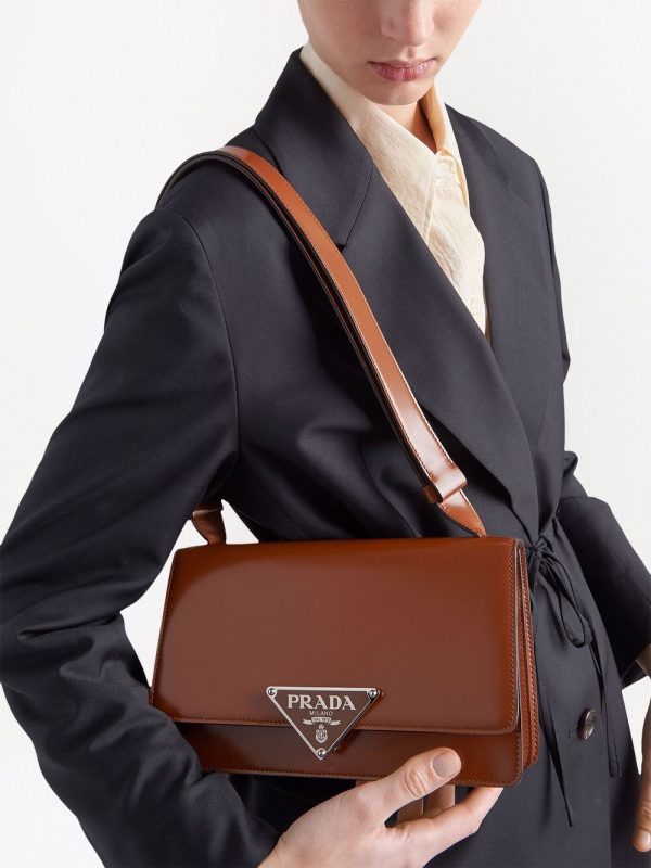 Prada Emblème triangle-logo leather shoulder bag - Image 6