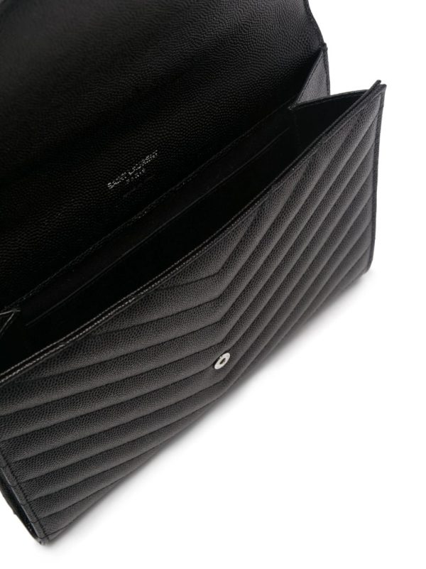 Saint Laurent logo-plaque chevron-quilt clutch bag - Image 6