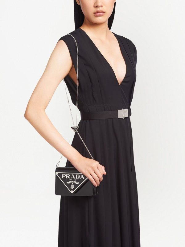 Prada Triangle-plaque brushed leather shoulder bag - Image 6