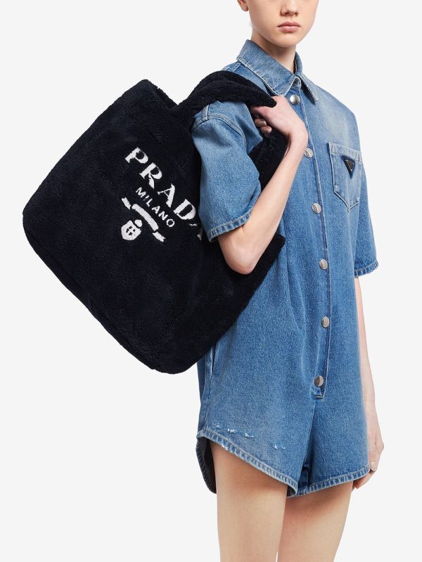 Prada logo-print terry-cloth tote bag - Image 6