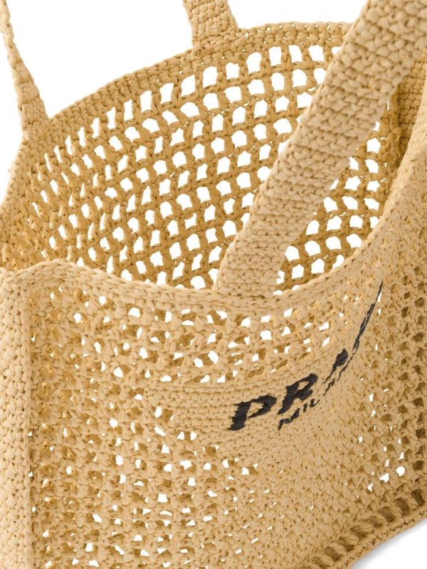 Prada woven-logo raffia tote bag - Image 6