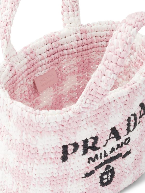 Prada logo-knit gingham tote bag - Image 6