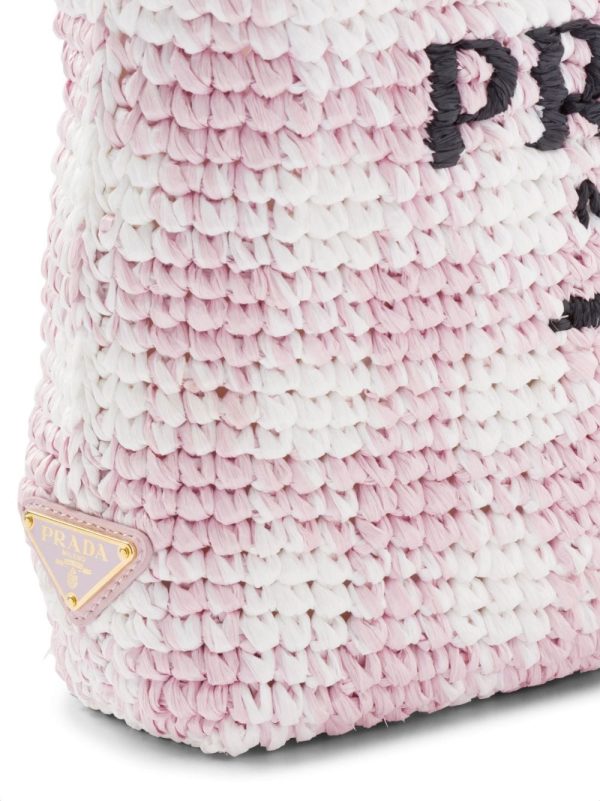 Prada logo-knit gingham tote bag - Image 7